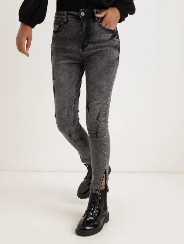 Girls Charcoal Hi-Rise Skinny Denim Jean sold by Edgars