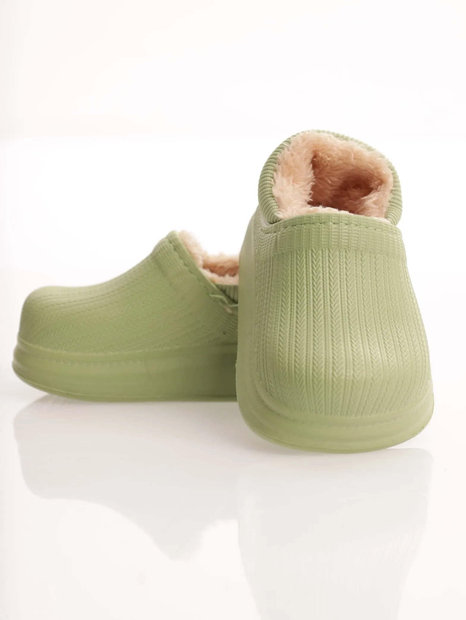 Girls Fur Clog Shoe - Green sold by Edgars