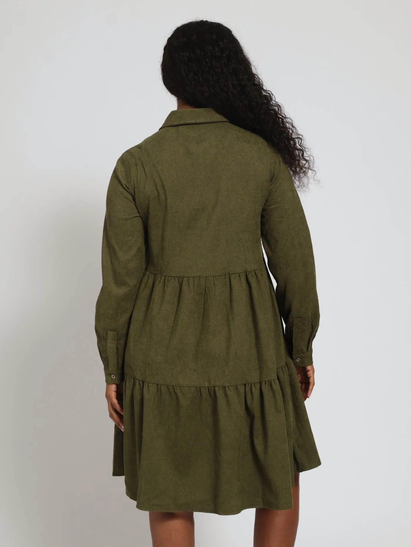 Long Sleeve Tiered 2 Pocket Mini Shirt Dress - Fatigue sold by Edgars product image thumbnail 3