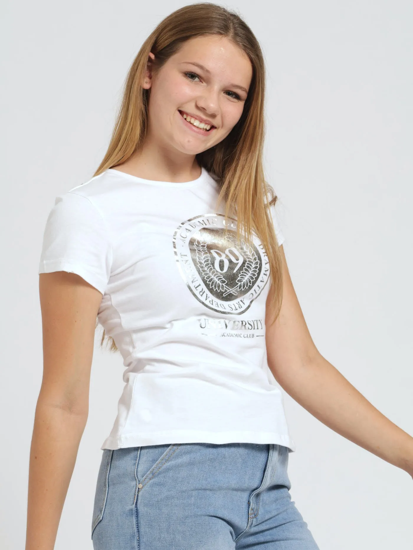 Girls Regular Univeristy Tee - White sold by Edgars product image thumbnail 2