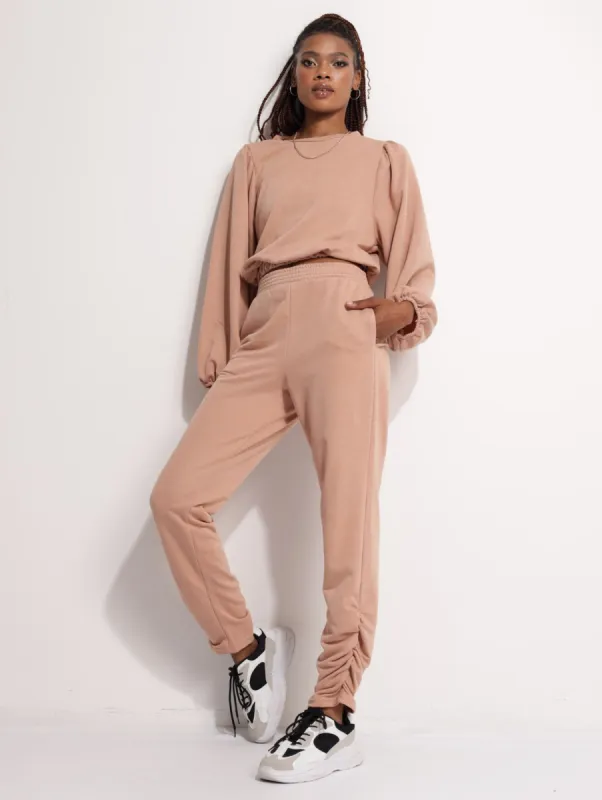 Ladies Gauged Hem Jogger - Stone sold by Edgars