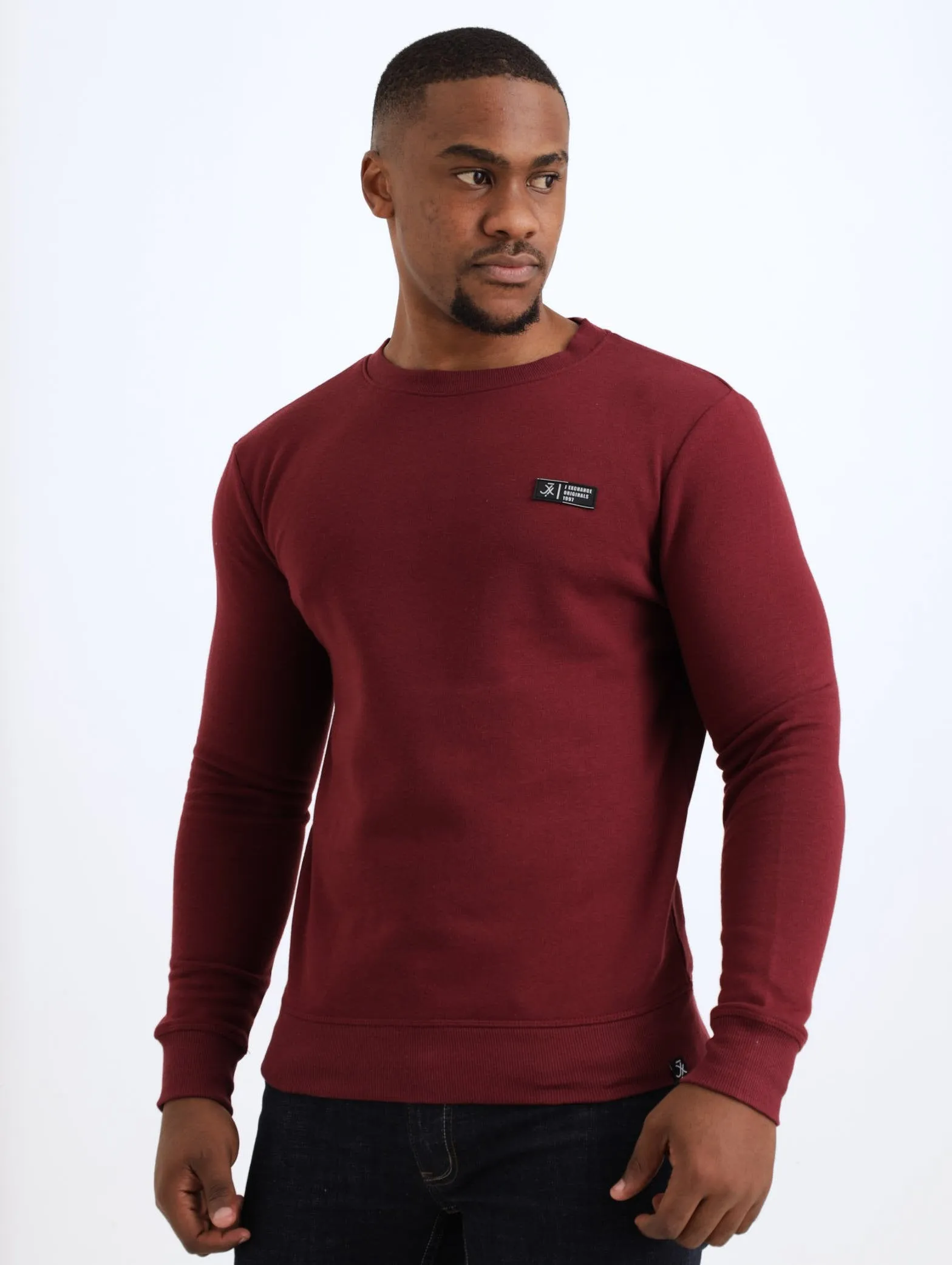 Men's Basic Crew Sweat Track Top - Burgundy sold by Edgars