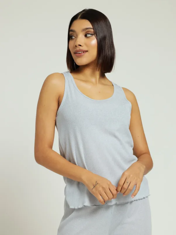 Rib Tank Sparkle Knit Top - Blue sold by Edgars