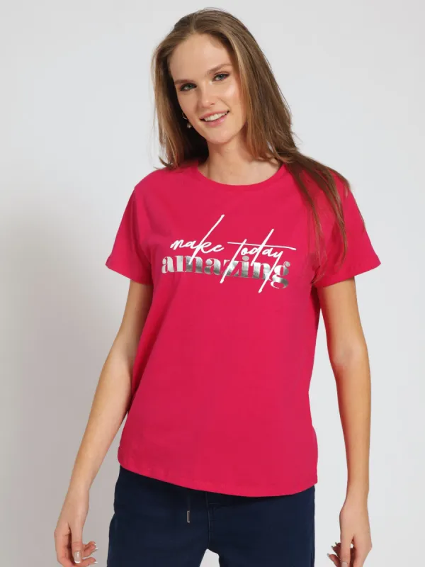 Make Today Amazing Tee - Magenta sold by Edgars
