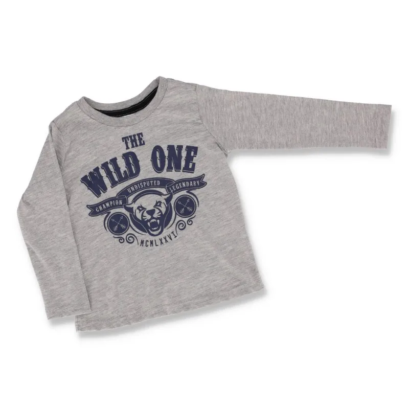 Pre-Boys Long Sleeve Wild One Tee - Grey Melange sold by Edgars