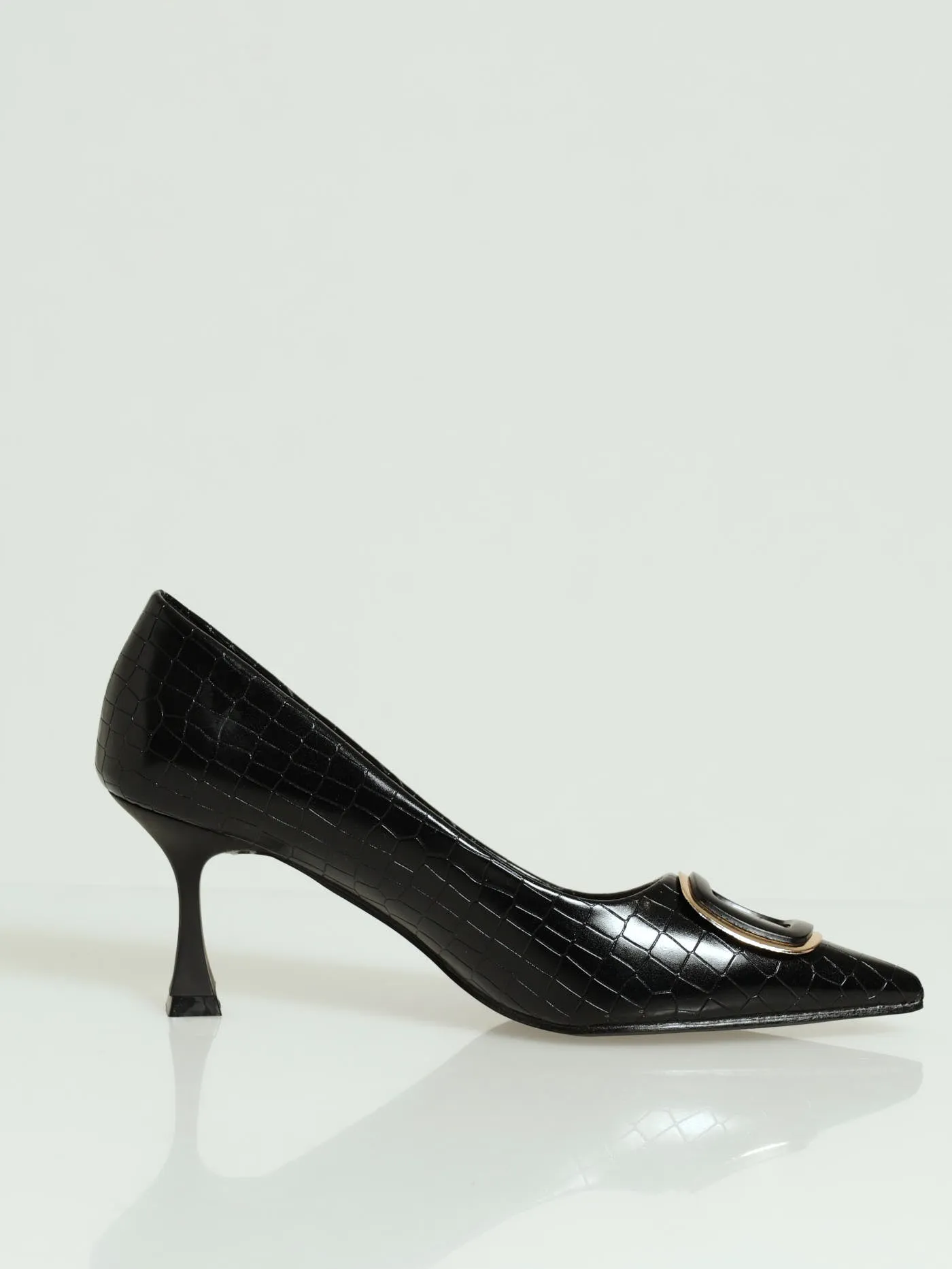 Croc Embossed Court Heel With Black & Gold Trim sold by Edgars  product image thumbnail 2