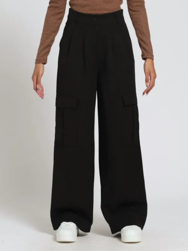 Cargo Pleated Trouser - Black sold by Edgars