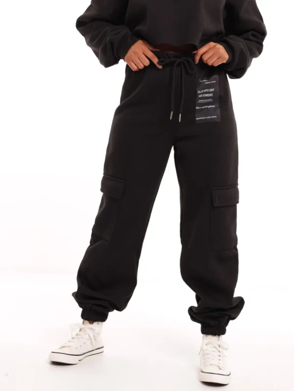 Black Rip Stop Cargo Pant Parallel