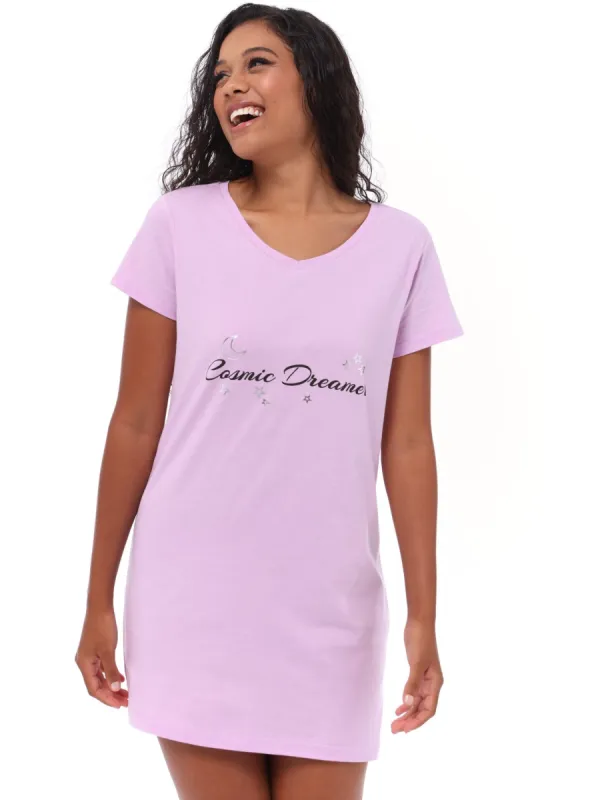 Ladies Cosmic Dreamer Sleepshirt - Lilac sold by Edgars