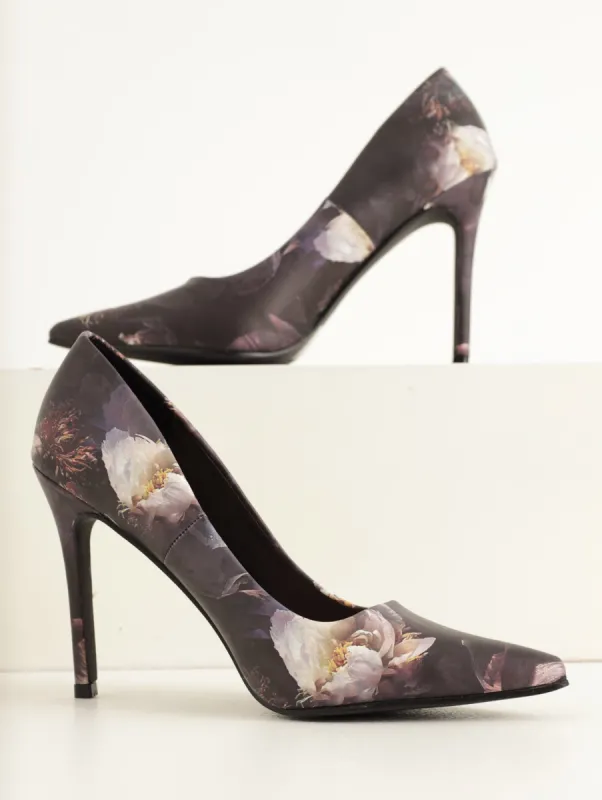 Ladies Court Printed Heel - Black sold by Edgars