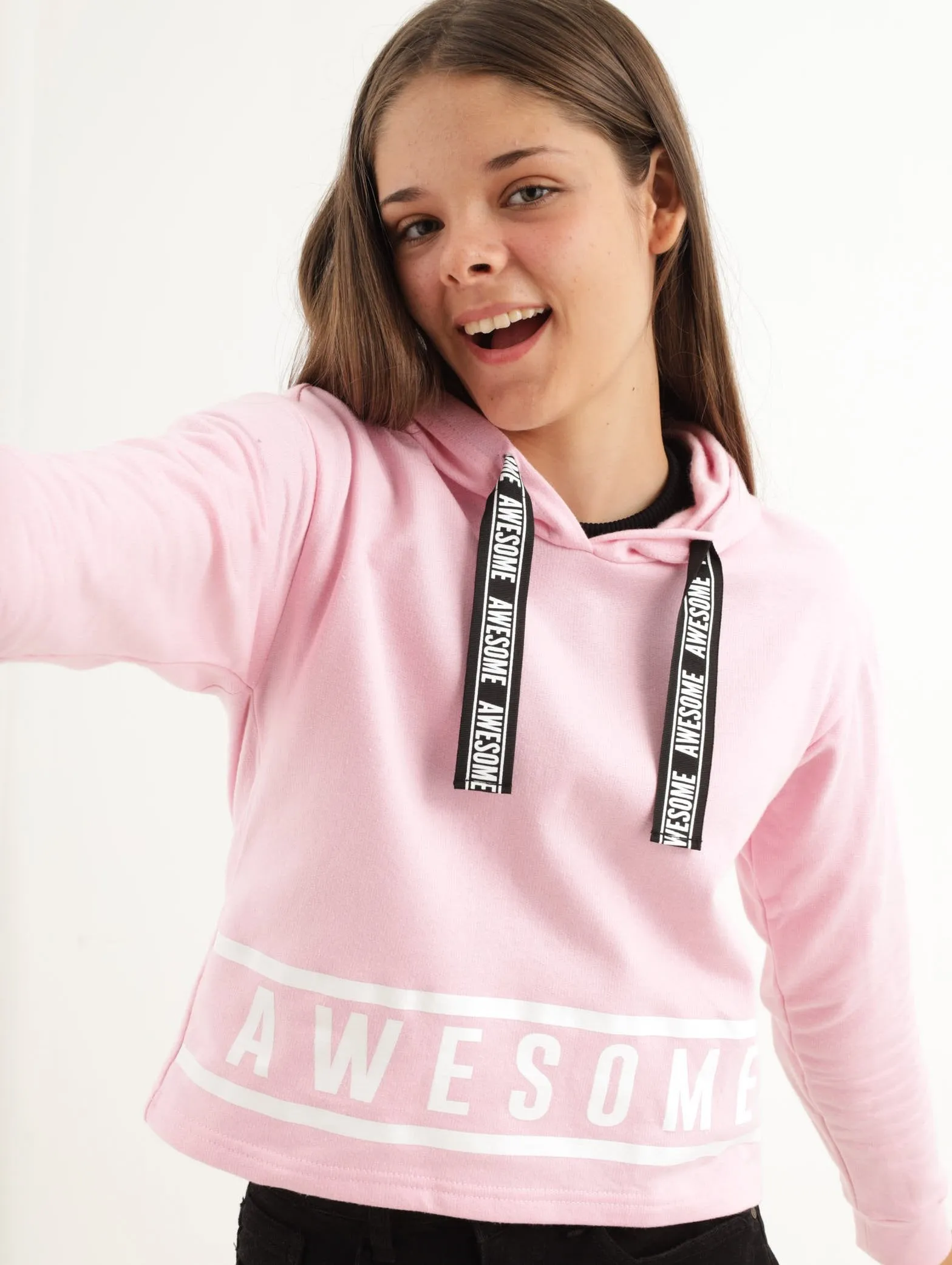 Girls Awesome Fleece Hoody Track Top - Pink sold by Edgars