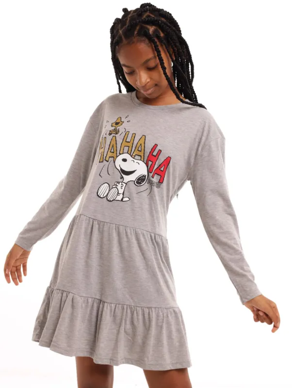 Girls Snoopy Dress - Grey Melange sold by Edgars