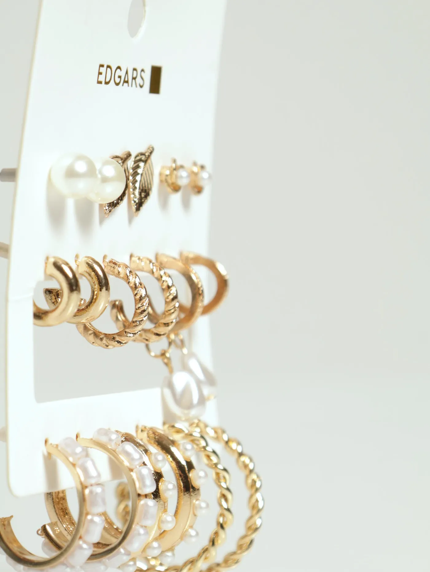9 Pack Pearl Hoop & Leaf Earrings - Gold sold by Edgars product image thumbnail 2