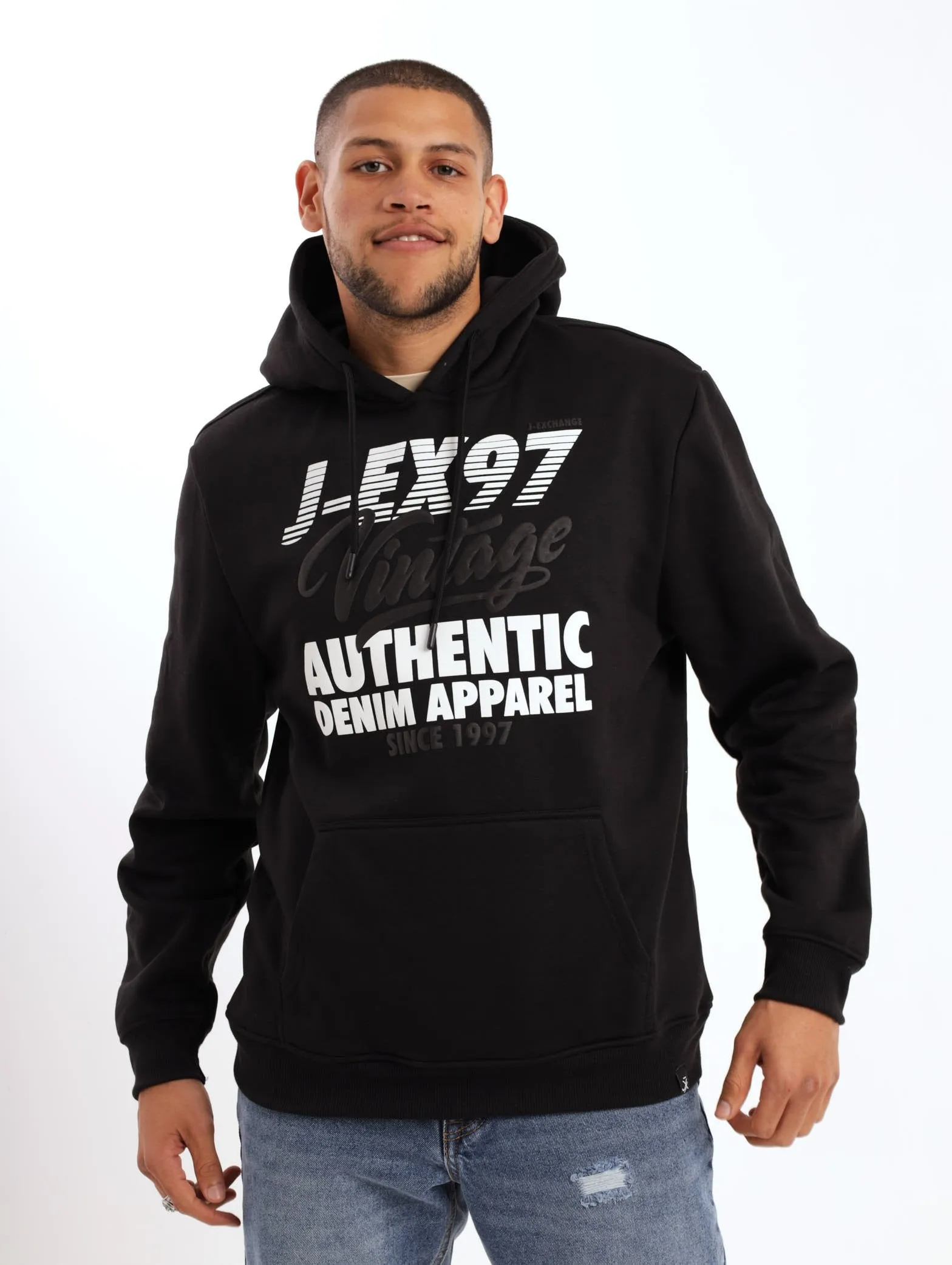 Men's Vintage Authentic Denim Hoodie - Black sold by Edgars