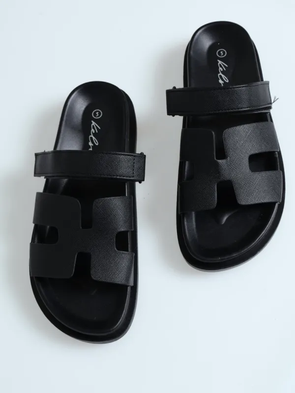 H-Mule Sandal With Strap - Black sold by Edgars