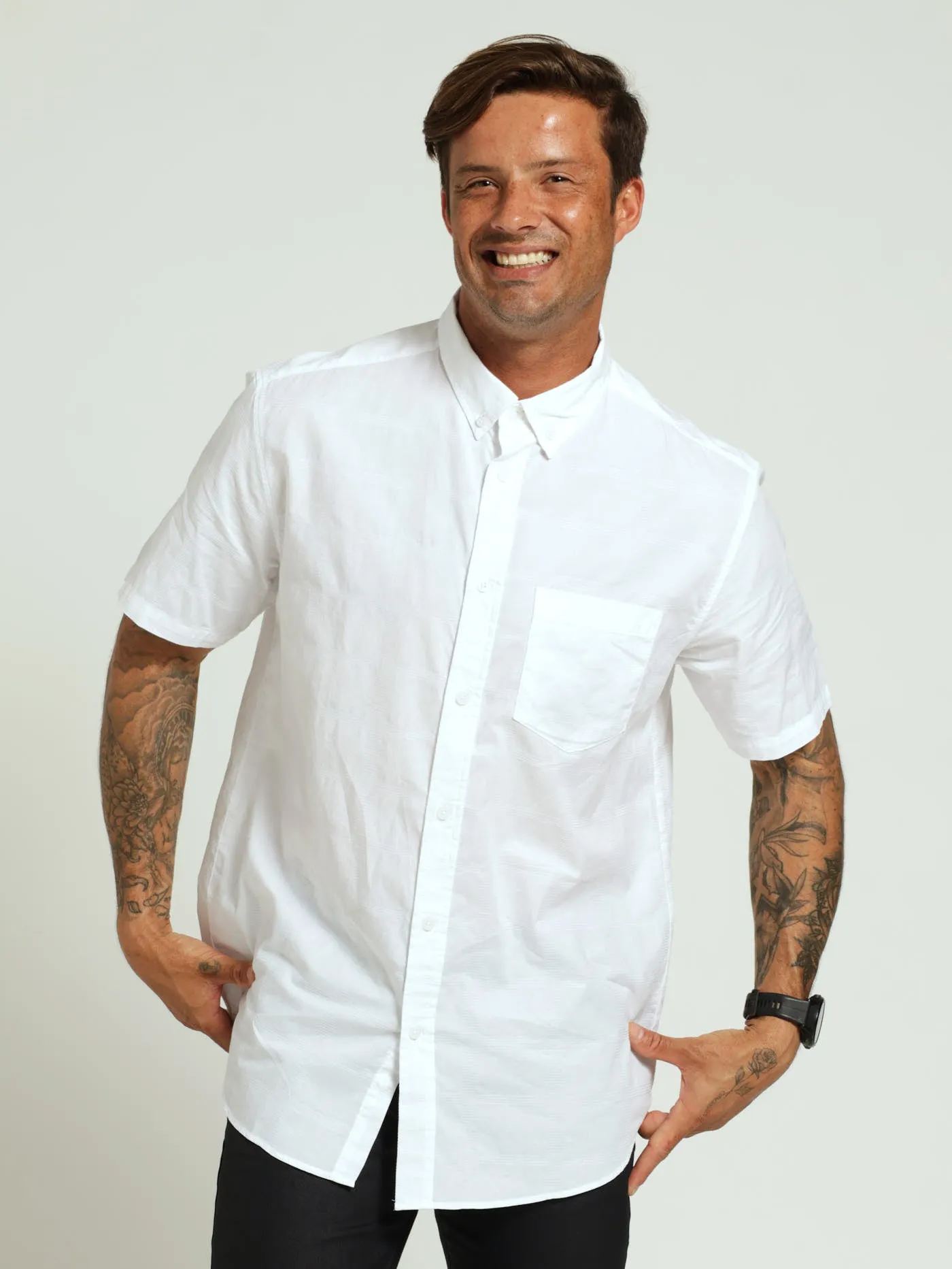 Check Woven Shirt - White sold by Edgars