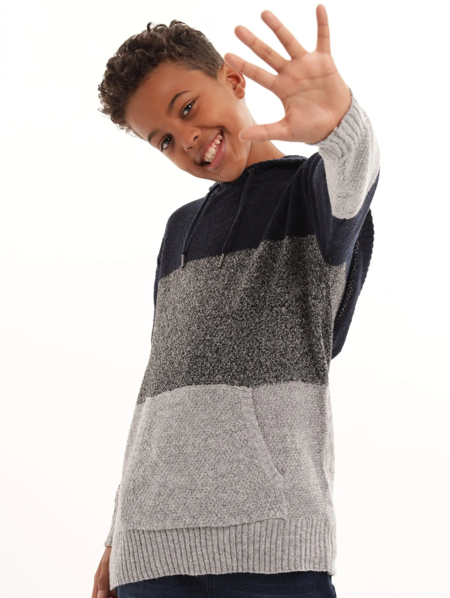 Boys Long Sleeve Colourblock Knit Hoody sold by Edgars