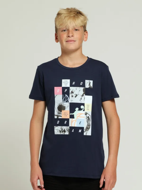 Boys Basket Ball Tee - Navy sold by Edgars