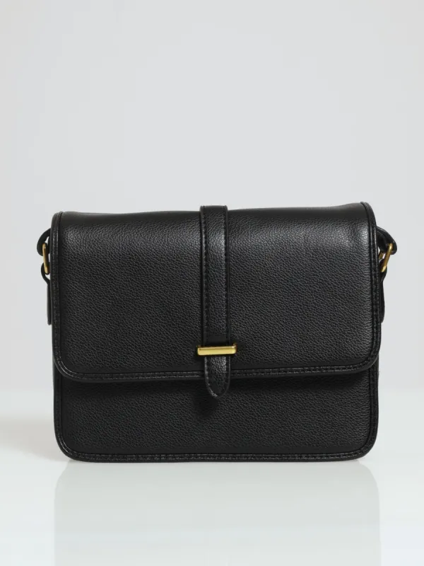 Front Tab Square Satchel - Black sold by Edgars