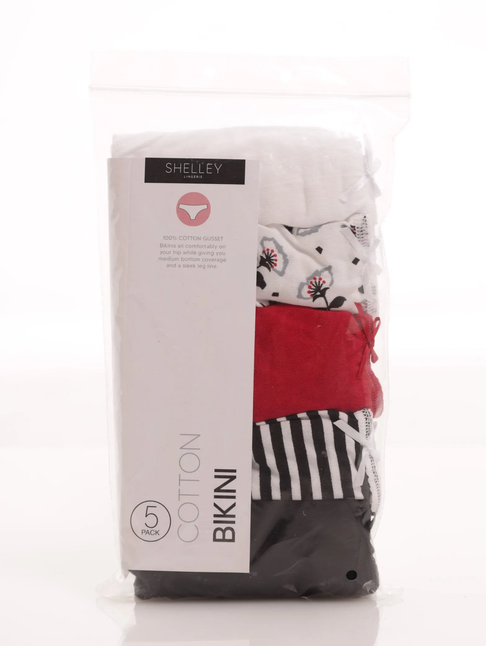 Ladies 5 Pack Cotton Bikini Panty - Black/White sold by Edgars