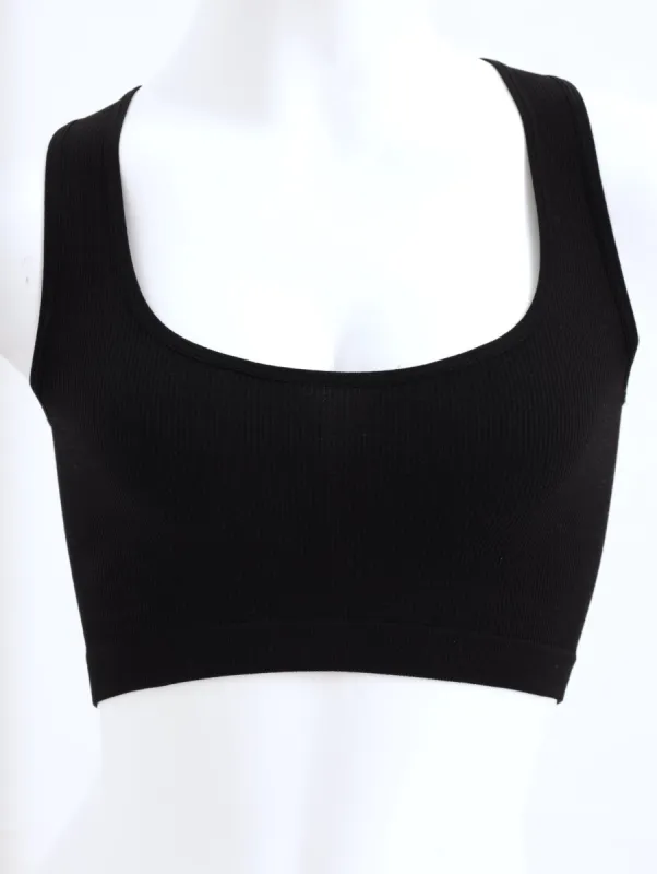 Ladies Plain Rib Genie Bra - Black sold by Edgars