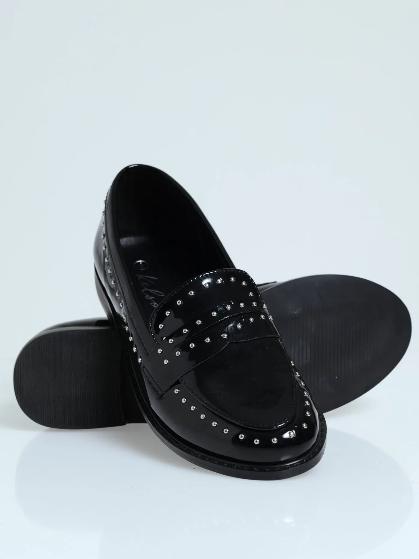 Nail Head Studded Loafer With Studs - Black sold by Edgars