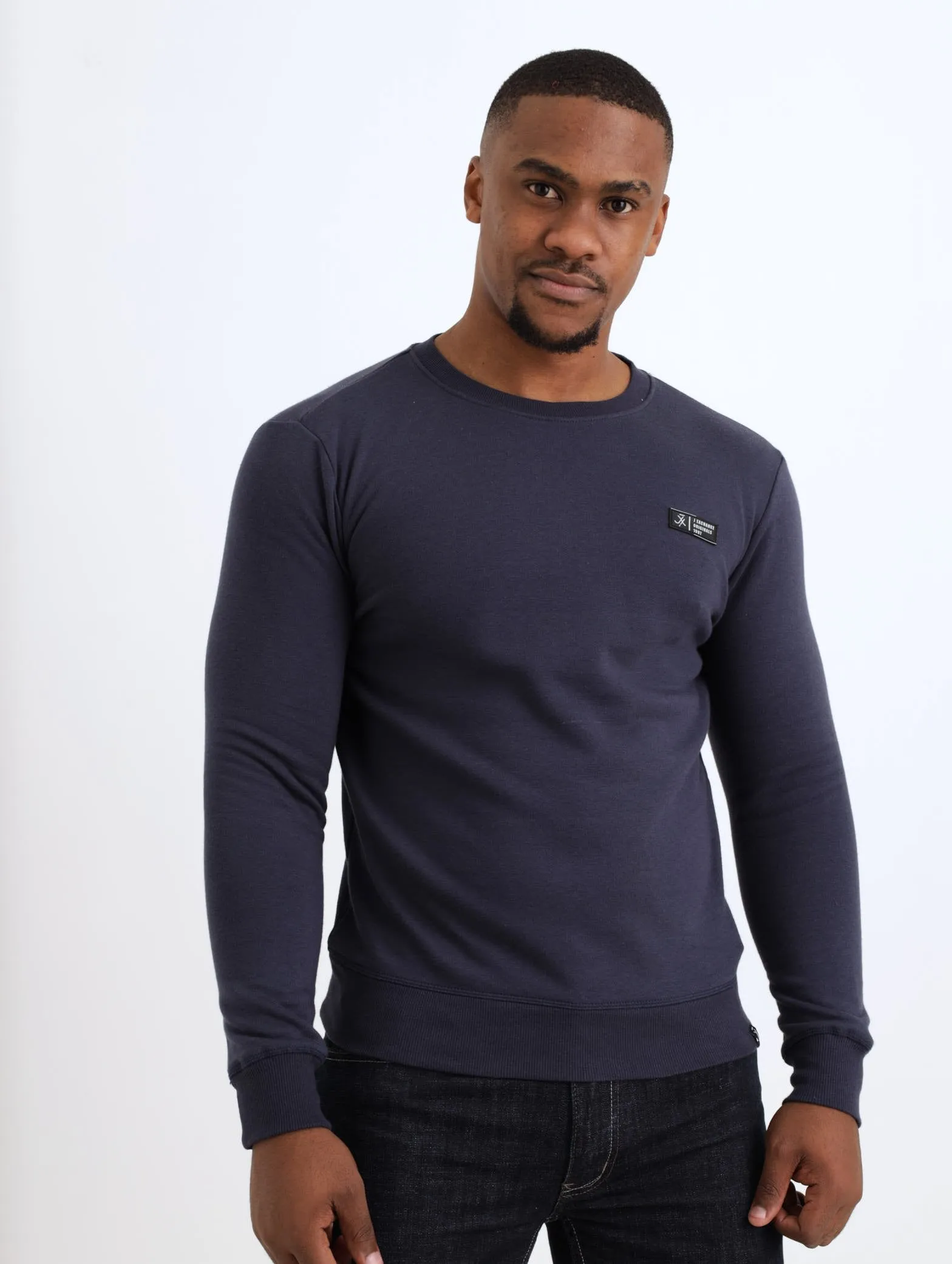 Men's Basic Crew Sweat Track Top - Navy sold by Edgars