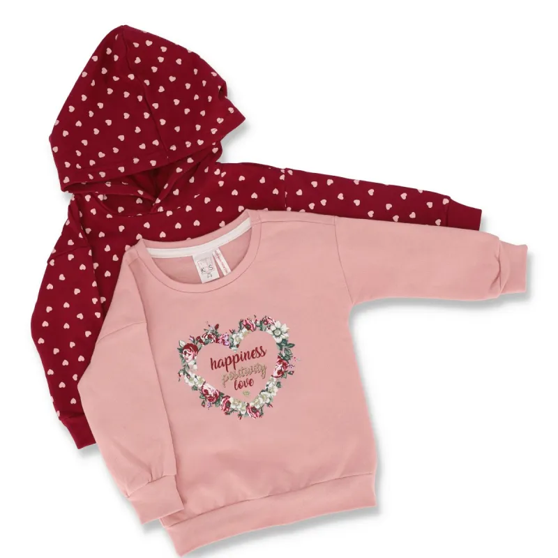 Pre-Girls Hearts Fleece Top Pack - Berry sold by Edgars