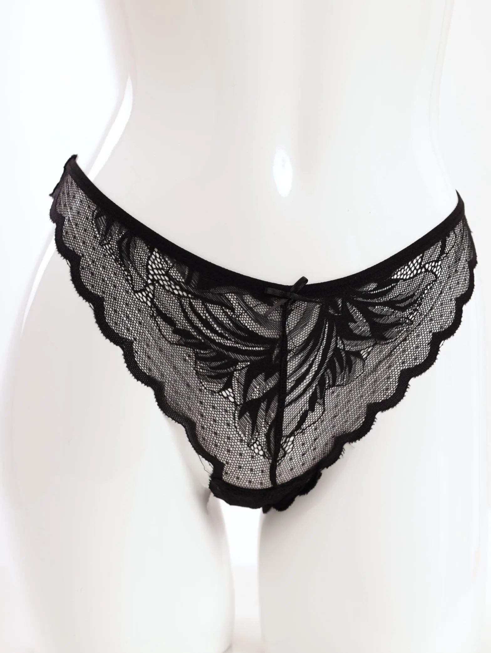 Ladies Lace Thong Panty - Black sold by Edgars