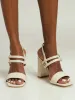 Block Heel With Ankle Buckle Strap - Beige sold by Edgars