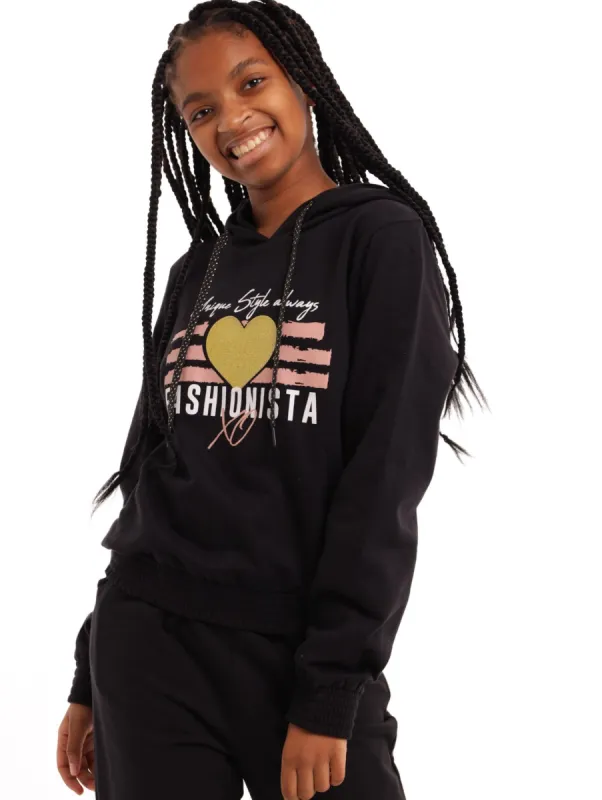 Cropped Hoody Top - Black sold by Edgars