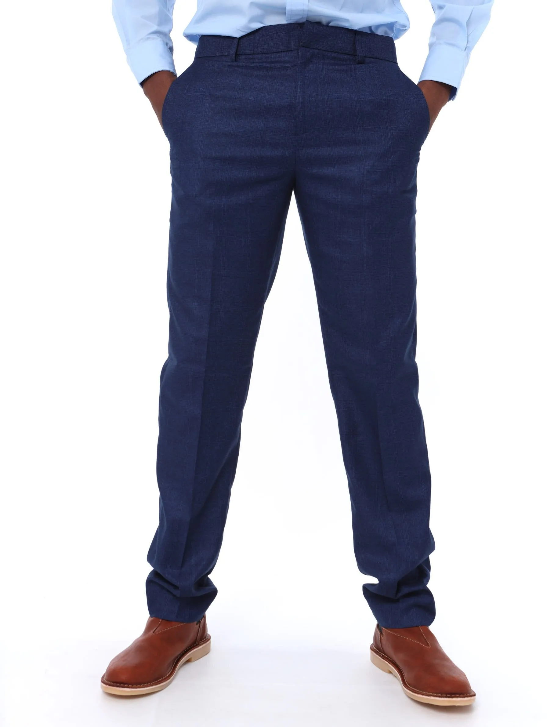 Men's Darkk Blue W/Pane Slim PV Trouse sold by Edgars
