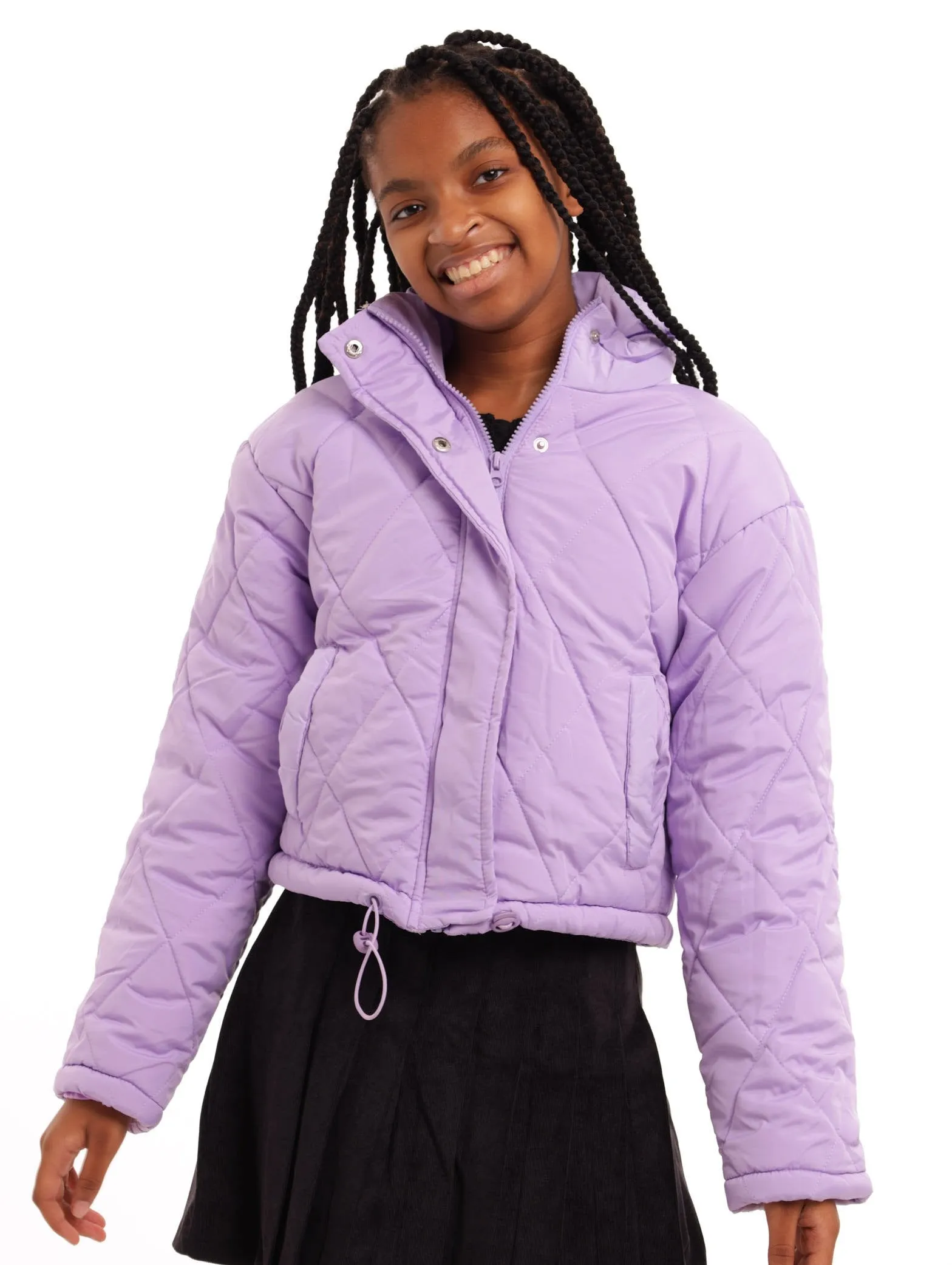 Girls Quilted Puff Jacket - Lilac sold by Edgars