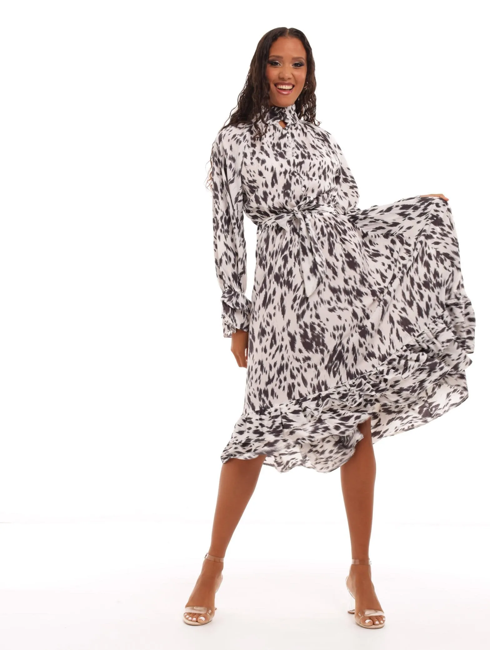 Ladies Tiered Frill Printed Maxi Dress sold by Edgars