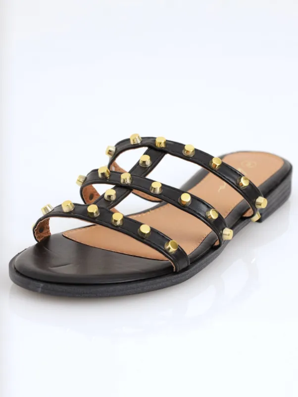 Ladies Push-In Cylinder Stud Mule Sandal - Black sold by Edgars