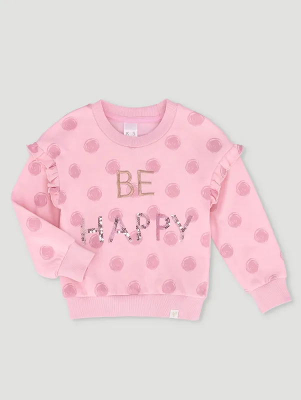 Pre-Girls Fashion Polka Be Happy Tracktop - Pink made by Edgars