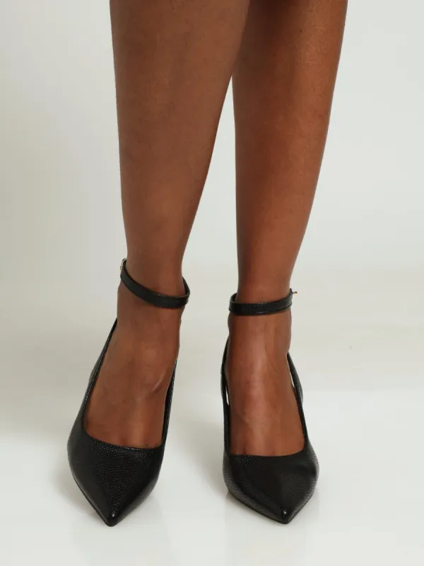 Doulbe Strap Pointed Slingback Court Heel - Black sold by Edgars
