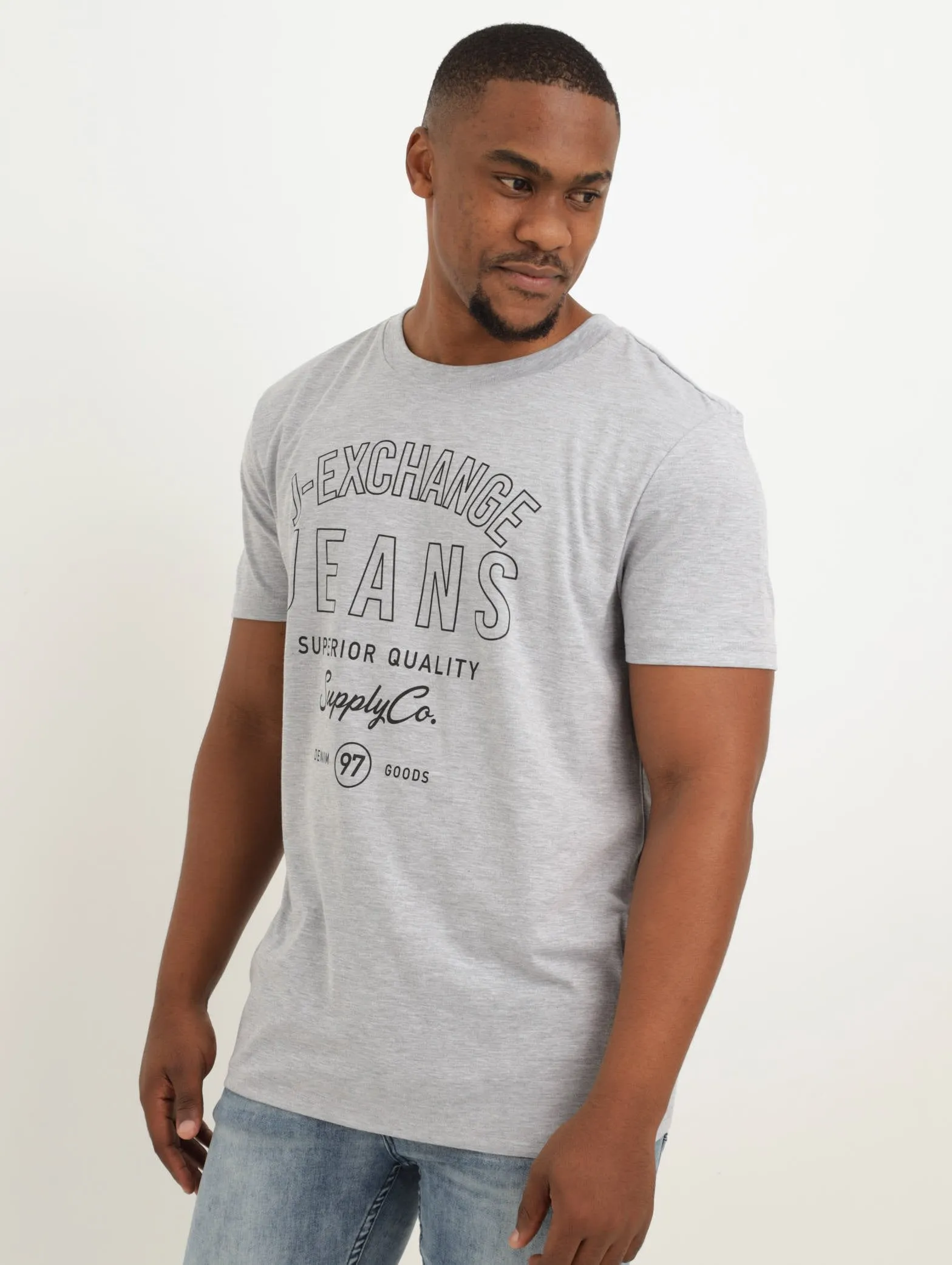 Men's Script Icon Tee - Grey Melange sold by Edgars