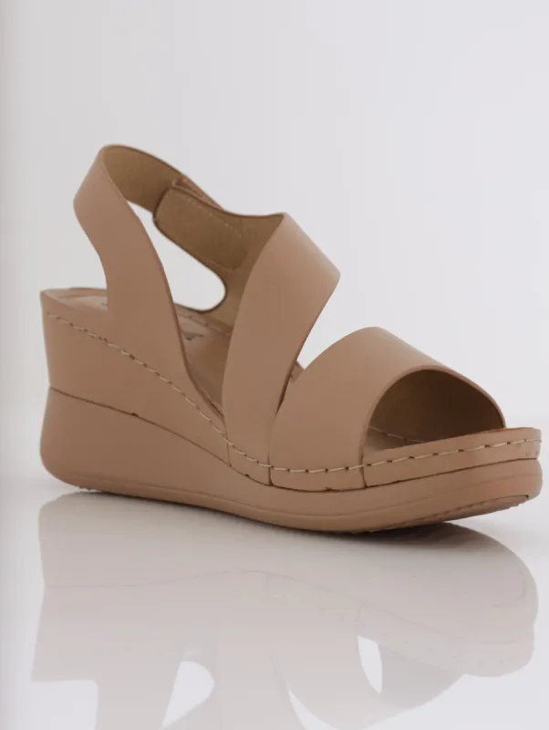 Ladies Soft Style Laddie Multi Strap Comfort High Wedge Heel - Taupe sold by Edgars