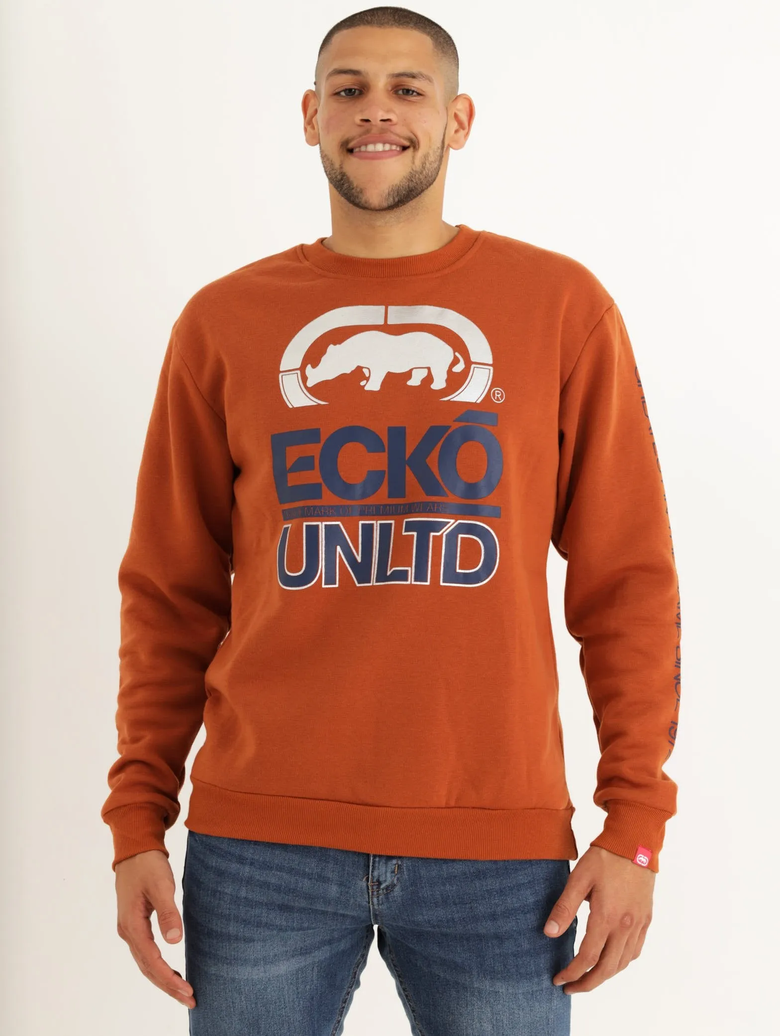 Men's Rhino Logo Crew Pullover - Rust sold by Edgars