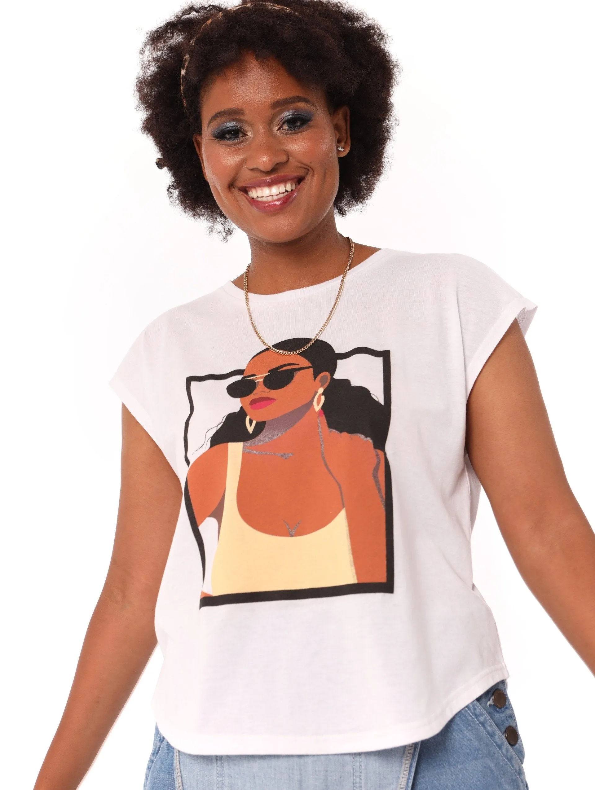 Ladies Icon Lady Face Tee - White sold by Edgars