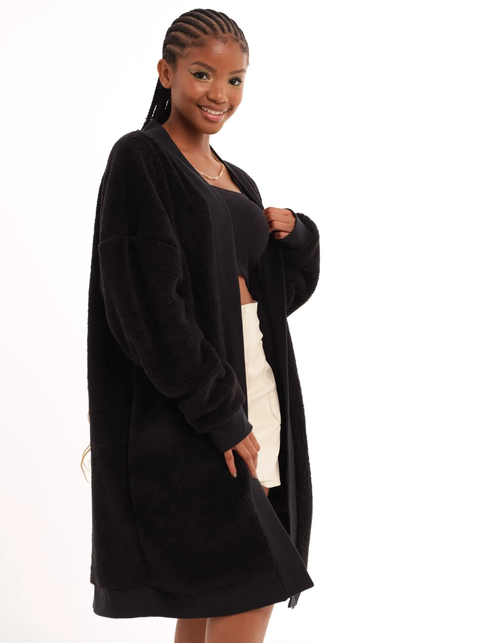 Ladies Sherpa Cardigown - Black sold by Edgars