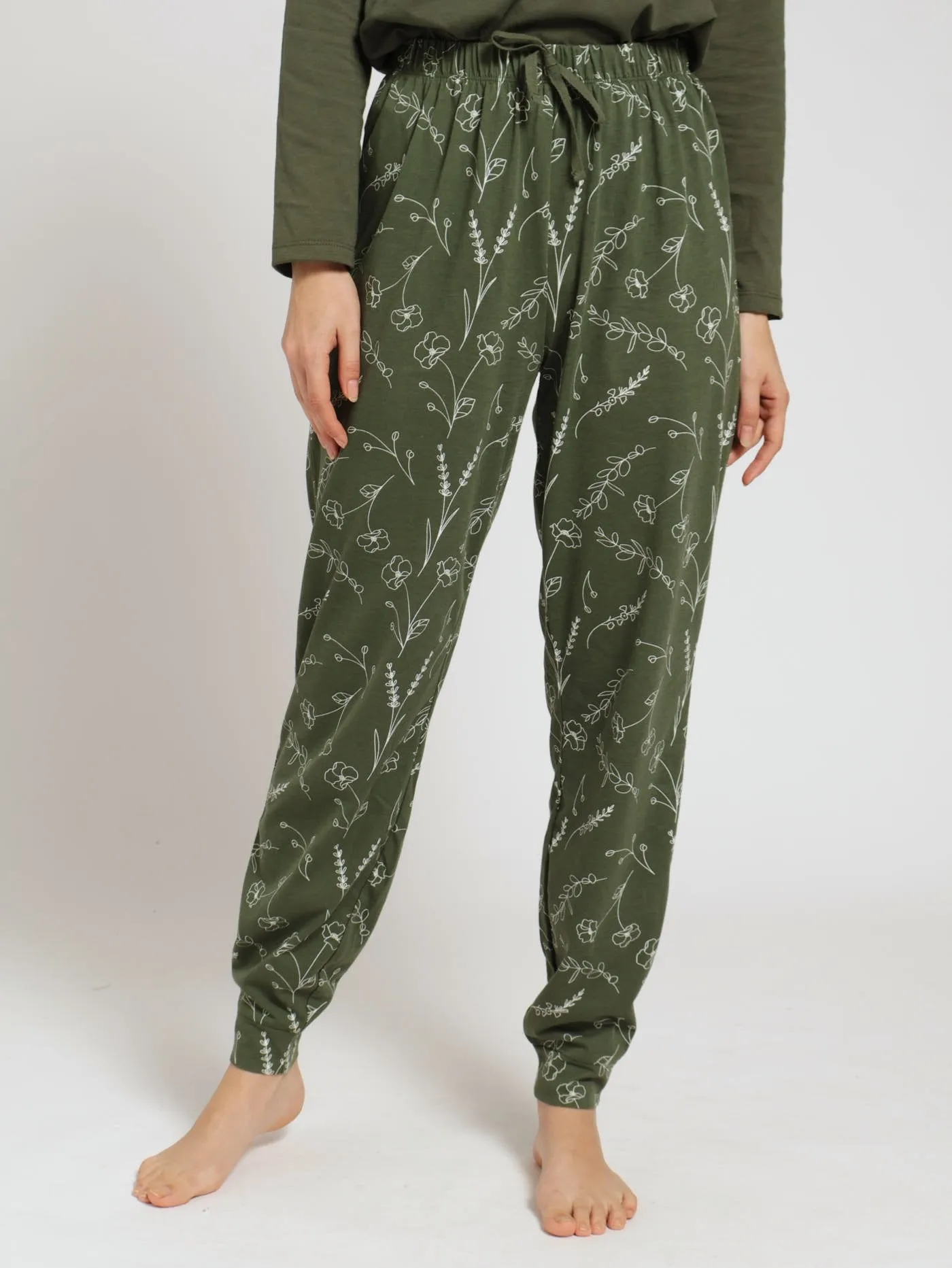 Single Knit Check Pj Jogger - Khaki sold by Edgars
