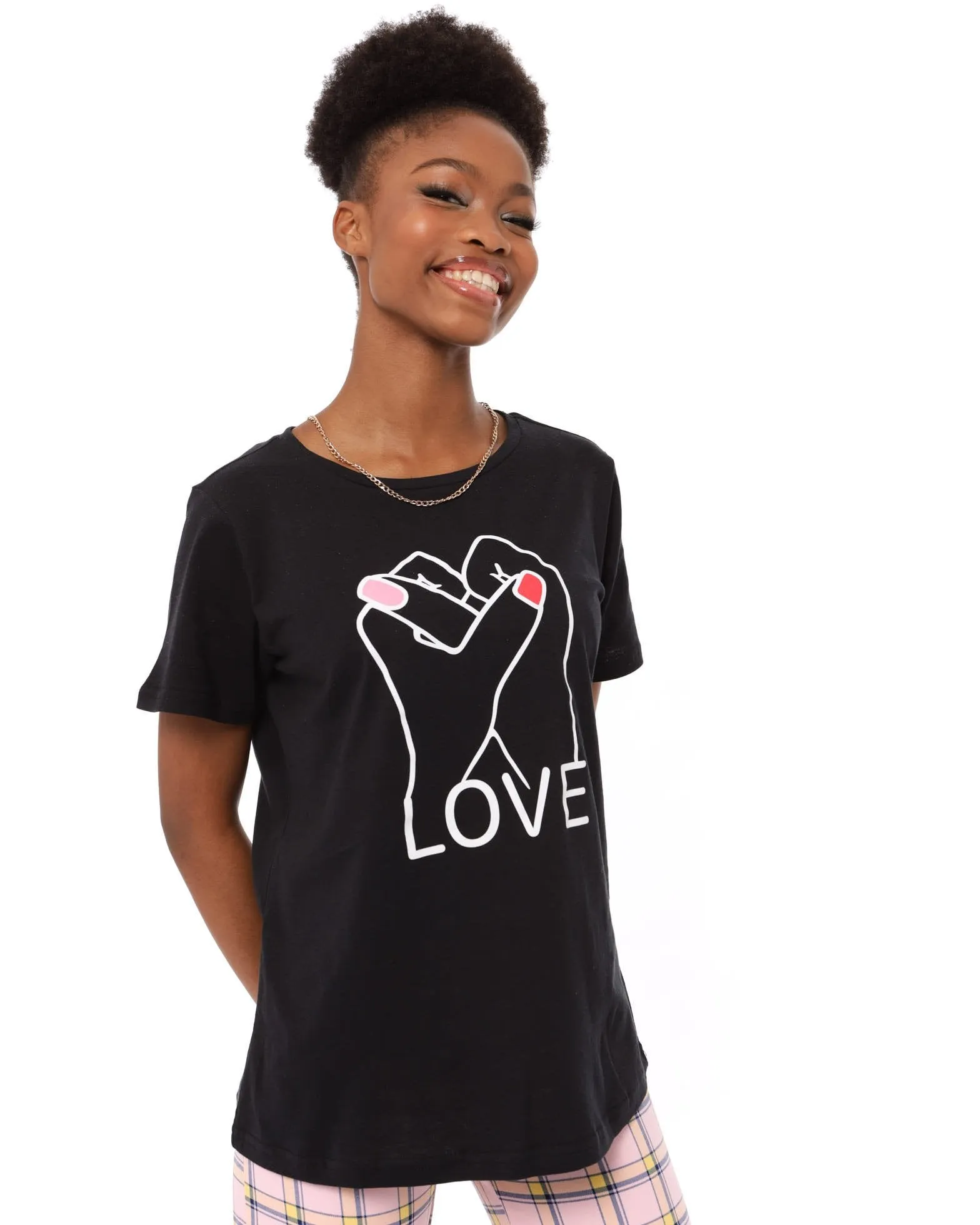Ladies Love Printed Regular Tee - Black sold by Edgars