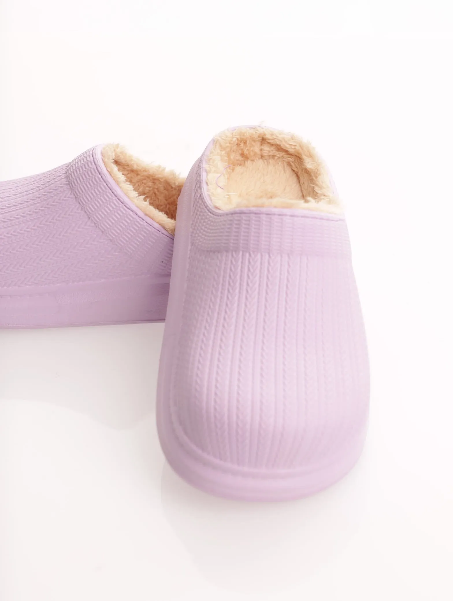 Girls Fur Clog Slipper - Lilac sold by Edgars