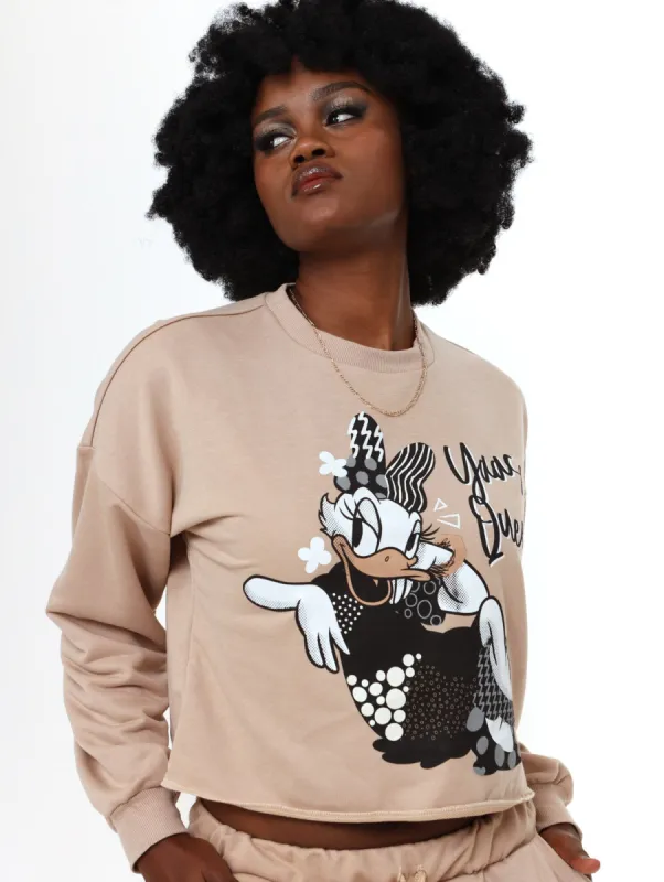 Ladies Daisy Crew Pullover - Stone sold by Edgars