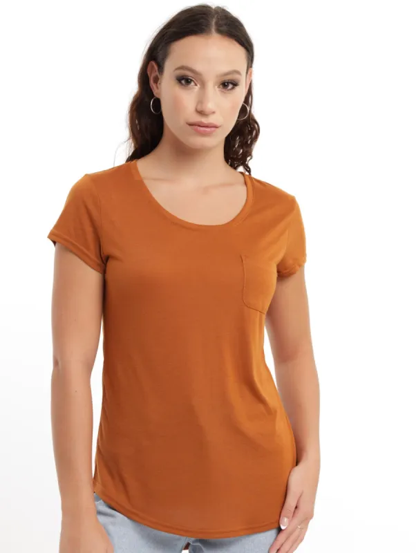 Ladies Pocket Tee - Rust sold by Edgars