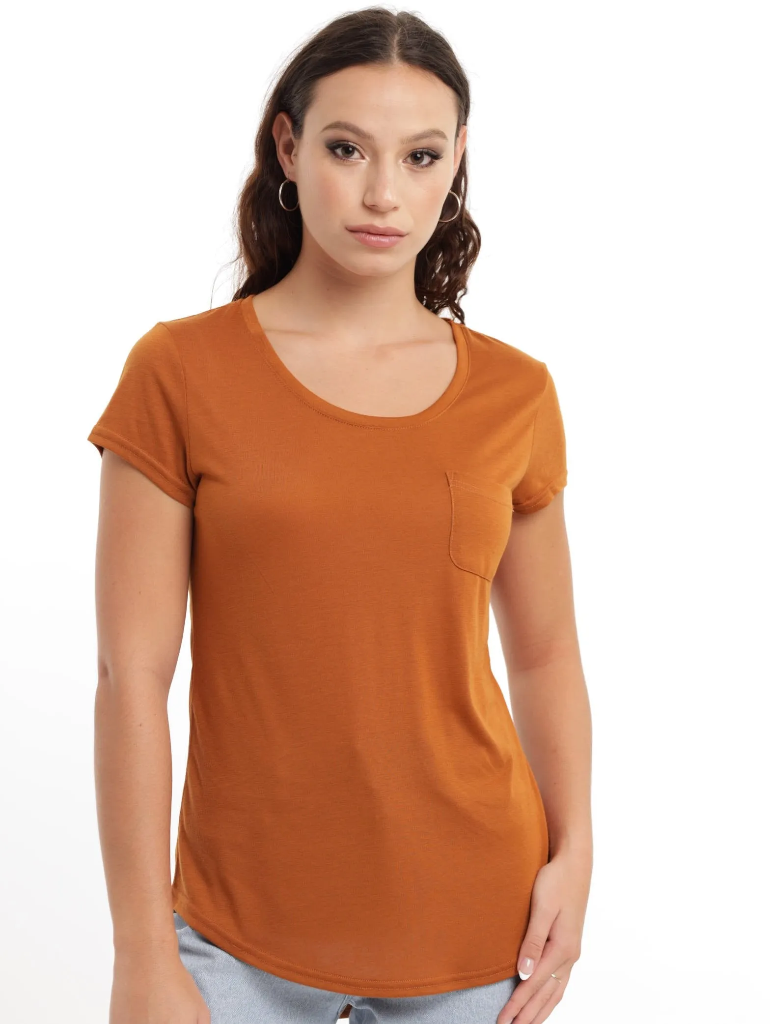 Ladies Pocket Tee - Rust sold by Edgars