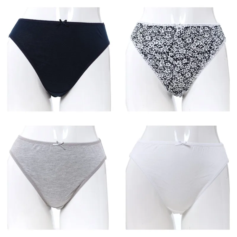 Ladies 5 Pack Cotton Hi-Cut Pany  - Navy sold by Edgars