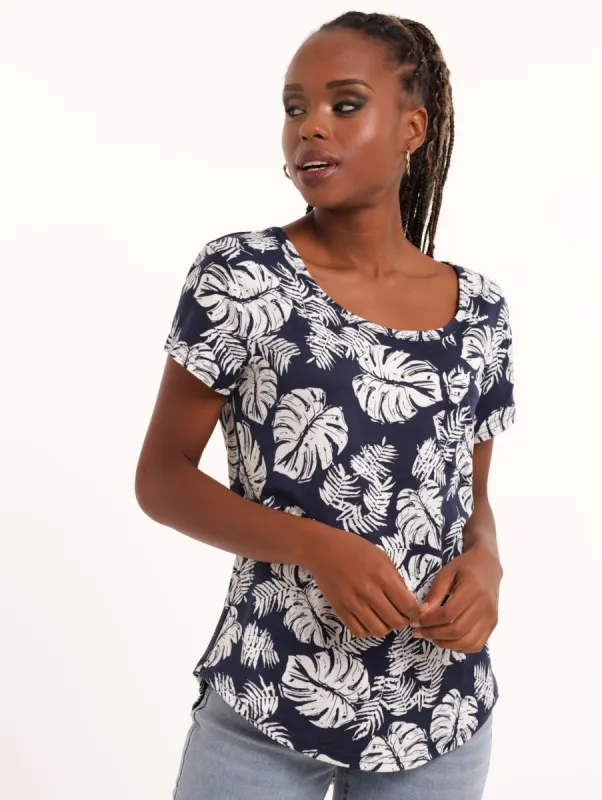 Ladies All Over Print Pocket Tee - Floral sold by Edgars